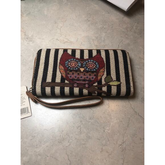 Women’s Wides Eyed Owl Wallet Faux Leather Cloth 7x4x.75 New - Picture 1 of 3